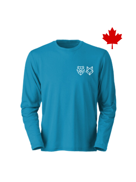 turquoise long sleeve tee made in canada
